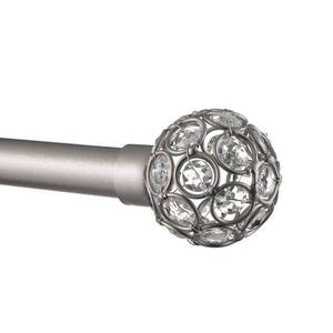 lot 483 image: Rings 1 Curtain Rod and Coordinating Finial Set Matte Silver Adjustable 66120 - Exclusive Home
