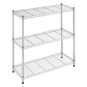 lot 533 image: Whitmor Supreme 3 Tier Shelving with Adjustable Shelves and Leveling Feet - 350 lb. Capacity per Shelf - Chrome