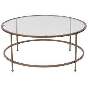 lot 548 image: Flash Furniture Astoria Collection Glass Coffee Table with Matte Gold Frame