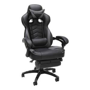 lot 556 image: RESPAWN 110 Racing Style Gaming Chair, Reclining Ergonomic Leather Chair with Footrest, in Gray (RSP-110-GRY)
