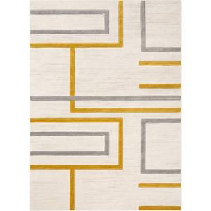 lot 568 image: Well Woven Good Vibes Fiona Gold Modern Abstract Lines 710 x 910 High-Low Area Rug