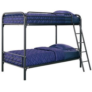 lot 576 image: Twin-Over-Twin Metal Bunk Bed with Mattresses