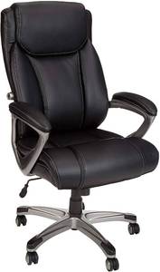 lot 463 image: AmazonBasics Big & Tall Executive, Adjustable, Swivel Office Chair with Armrest, Black Leather