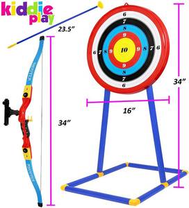 lot 473 image: Kiddie Play Bow and Arrow for Kids Toy Archery Set with Target and Quiver Kids Toys Age 5, 6, 7, 8, 9 Years Old Boys and Girls