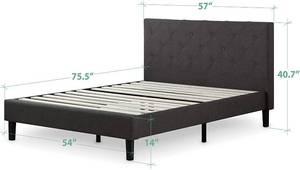 lot 488 image: Zinus Shalini Upholstered Diamond Stitched Platform Bed Mattress Foundation
