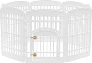 lot 574 image: Iris Usa 34 Exercise 8-panel Pet Playpen With Door, White Ci-908e, Model