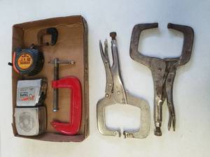 lot 84 image: Clamps and tape measures