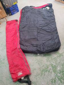 lot 164 image: Marlboro sleeping bag and another sleeping bag with an air bed in it that will need patched