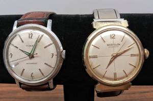 lot 500 image: 2 Vintage Mens Watches  Westclox (working) & Timex