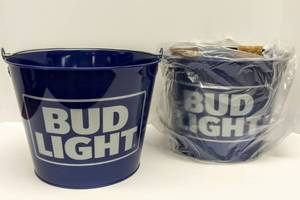 lot 510 image: 2 Bud Light Metal Ice Buckets