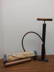 lot 561 image: Vintage NOERA MFG Co. Inflator   No. 2097 & Vintage Bicycle Air Pump  Metal & What Appears to be a Wood Handle