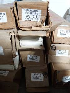 lot 2713 image: FLEXCO 4-in W  Babys Breath Thermoplastic Rubber Wall Base, Approx 120 Pieces
