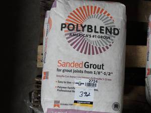 lot 2724 image: 2 Bags of Polyblend #156 Fawn 25 lb. Sanded Grout