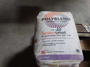 lot 2726 image: 2 Bags of Polyblend #156 Fawn 25 lb. Sanded Grout