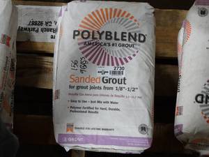 lot 2730 image: 2 Bags of Polyblend #156 Fawn 25 lb. Sanded Grout