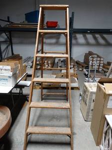 lot 2837 image: Wooden 6 foot Step Ladder