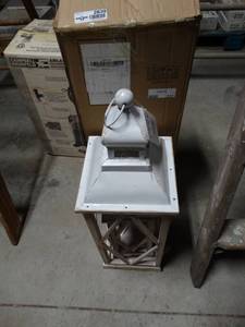 lot 2839 image: Two Wood Metal Lanterns