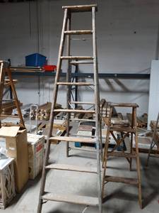 lot 2840 image: 8 foot Wooden Ladder