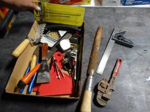 lot 2896 image: Pipe Wrench, Files , measuring tape and other misc tools