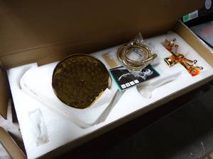 lot 2973 image: Gold Colored Bath Faucet, and Shower Heads