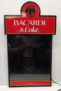 lot 104 image: Bacardi Rum & Coke wBat Lighted Dry Erase Menu Board