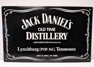 lot 9540 image: Vintage Jack Daniels Old Time Distillery Double Sided Sign  Heavy