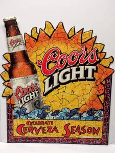 lot 9543 image: Coors Light Metal Sign Celebrate Cerveza Season