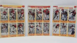 lot 90 image: McDonalds Limited Edition  1993 Chiefs Game Day Cards  Complete Set Sheet 1, 2, & 3
