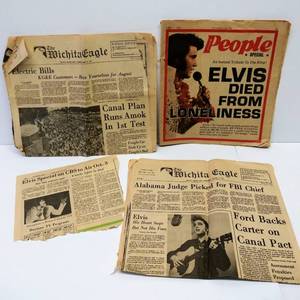 lot 9590 image: August 1977 Wichita Eagle Newspaper Clippings Regarding Elviss Passing