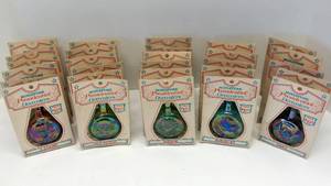 lot 9606 image: Miniature Presidential Decanter Bottles  Iridescent Glass & Original Packages  28 Total