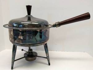 lot 9615 image: Old Silver Plate Chaffing Dish w Warmer
