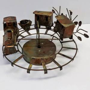 lot 9617 image: Copper Train Music Box Plays Ive Been Working on the Railroad