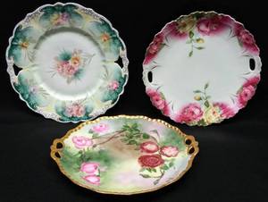 lot 9648 image: Beautiful J.P.L. France (Jean Pouyat Limoges) Decorative Plate & 2 Other Stunning Plates
