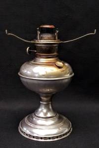 lot 9657 image: Antique Plume & Atwood Nickel Plated Oil Lamp