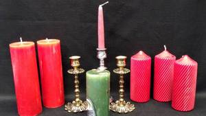 lot 9662 image: Candles & Candle Holder Lot