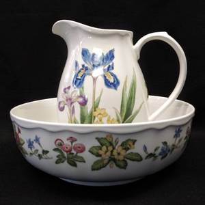 lot 9666 image: Noritake China  Casual Gourmet Garden - Water Pitcher & Bowl 79405  Discontinued