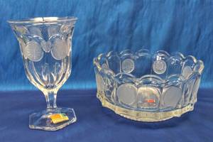 lot 210 image: Fostoria Glass  Round Coin Bowl Avon 91st Anniversary  Bonus