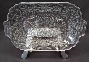 lot 214 image: Glass Floral Platter Engraved  Moundridge Cooperative Creamer Co. - Christmas 1940 - Makers of Gold Leaf Butter