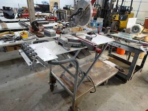 lot 3455 image: 10 compound slide miter saw W Stand & warehouse cart.
