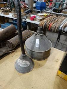 lot 3588 image: 2 old metal funnels