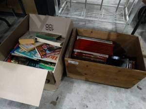 lot 3636 image: Old wood crate & assorted books