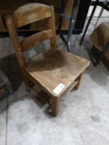 lot 3641 image: Old wood childs school chair