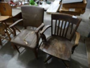 lot 3663 image: 2 old wood chairs