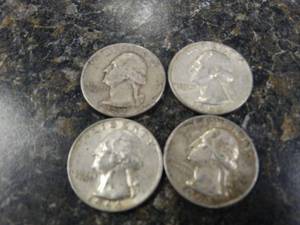 lot 3765 image: 4 silver quarters-1964 or older