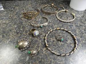 lot 3767 image: Lot of silver & other bracelets & various jewelry
