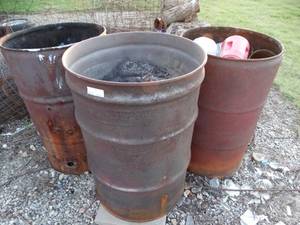 lot 9811 image: 3 metal burn barrels