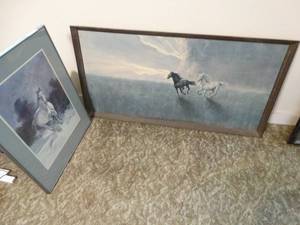 lot 120 image: 2 framed Horse prints- signed