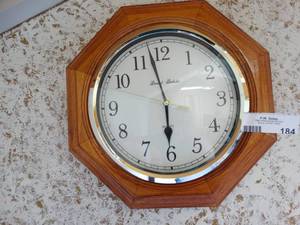 lot 184 image: Wall clock & coat rack