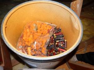 lot 211 image: Large barrel of shotgun shell hulls