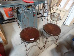 lot 334 image: 2 antique ice cream chairs